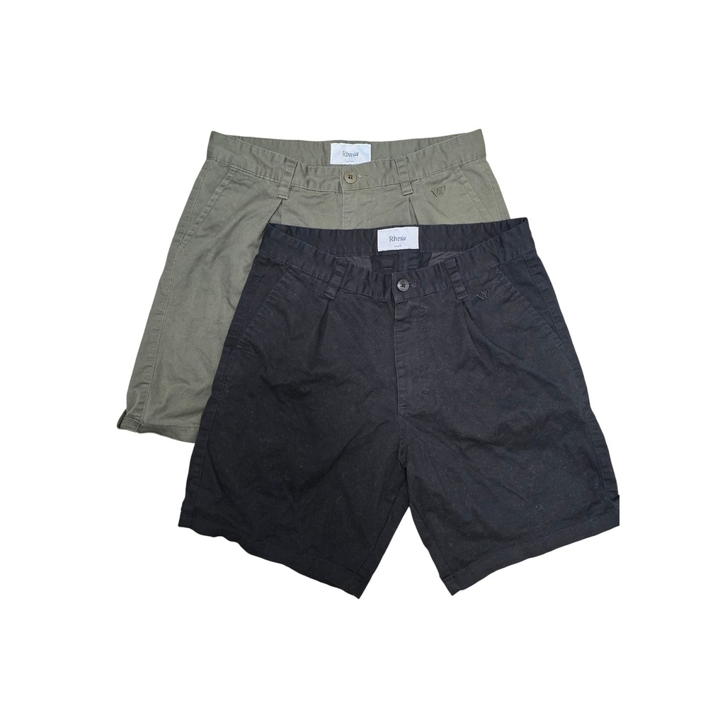 Rivvia Projects Mens Chino Shorts Bundle 2 Pack Olive Black Size 30 Pleated Lot